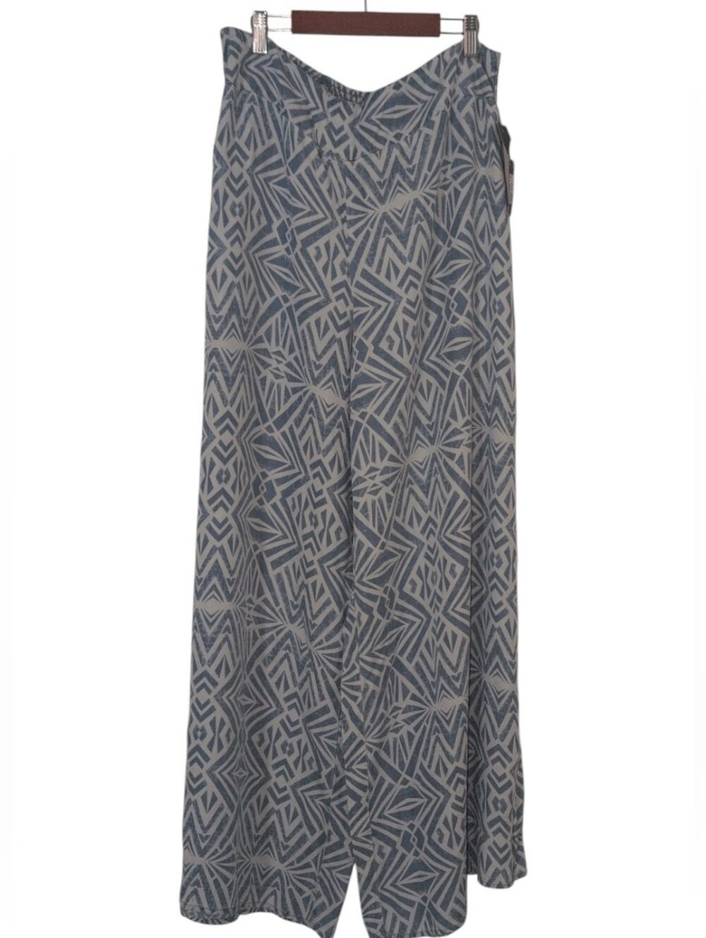 Mossimo Palazzo Resort Blue Tribal Print Elastic Waist Super Wide Leg Pants XL